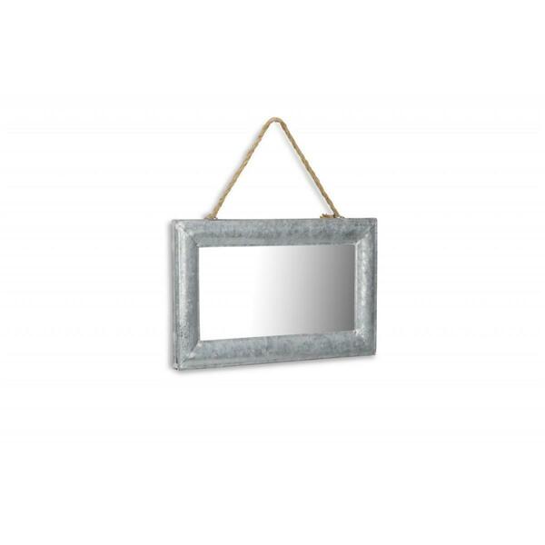 Gfancy Fixtures 8.5 x 13.5 x 0.5 in. Galvanized Silver Metal Hanging Mirror GF3093231